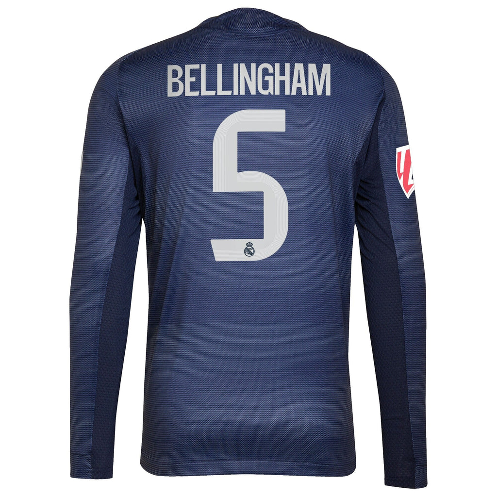 Jude Bellingham Real Madrid adidas 2025/26 Away Long Sleeve Player Jersey - Blue